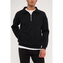 Ghassy Co. Erkek Polo Yaka Oversize Yarım Fermuarlı Sweatshirt