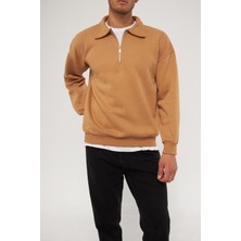 Ghassy Co. Erkek Polo Yaka Oversize Yarım Fermuarlı Sweatshirt