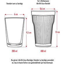 Molvea Akrilik 6'lı Uzun Bardak & Su Meşrubat Bardağı 400 ml ( Cam Değildir )
