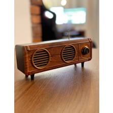 Coverzone Yeni Nesil Retro Radyo Görünümlü Speaker USB Tf Aux Bluetooth Müzik Kutusu Retro Teleskopik Anten Type-C Şarj Edilebilir Kahverengi B15