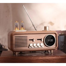 Coverzone Yeni Nesil Retro Radyo Görünümlü Speaker USB Tf Aux Bluetooth Müzik Kutusu Retro Teleskopik Anten Type-C Şarj Edilebilir Kahverengi S32