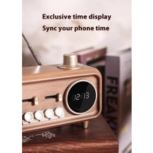 Coverzone Yeni Nesil Retro Radyo Görünümlü Speaker USB Tf Aux Bluetooth Müzik Kutusu Retro Teleskopik Anten Type-C Şarj Edilebilir Kahverengi S32