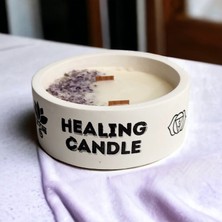 Lotus Çakra Mumu,  Vegan Soya El Yapımı Aromaterapi Esansiyel Yağlı Mum Taşlarlı 200gr