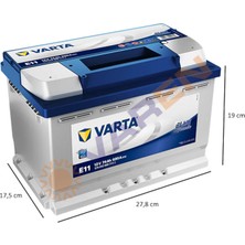 Varta Blue Dynamic E11 12 V 74 Ah 680 Cca Akü