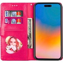 YH Mall IPhone 15 Pro Pu Deri Manyetik Kapatma Glitter Için Fermuarlı Cebi Durumda (Yurt Dışından)