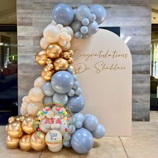 Ata Parti Dünyası ^^ Doğum Günü Konsepti * Fırtına Mavisi * Deniz Kumu * Krom Gold * 60 Lı Balon Zinciri Parti Seti