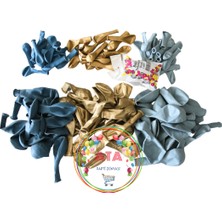 Ata Parti Dünyası ^^ Doğum Günü Konsepti * Fırtına Mavisi * Deniz Kumu * Krom Gold * 60 Lı Balon Zinciri Parti Seti