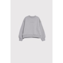 Babokah (Kids Girl) Bisiklet Yaka Şardonsuz Oversize Sweatshirt