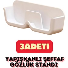 Vekorr 3 Adet Şık Duvara Asılan Pratik Yapışkanlı Şeffaf Gözlük Standı