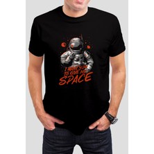 T-35 Space Baskılı Siyah  Tişört C826