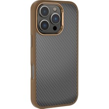 Coolacs Apple iPhone 16 Pro Max ile Uyumlu Kılıf Karbon Fiber Görünümlü Parlak Kamera Çerçeveli Kapak