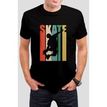 T-35 Skate Baskılı Siyah  Tişört C848