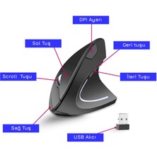 Upway Yeni Nesil Kablosuz Ergonomik Dikey Mouse 800/1200/1600DPI