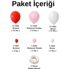 Ata Parti Dünyası ^^ Doğum Günü Konsepti * Kırmızı * Beyaz * Makaron Pembe * 60 Lı Balon Zinciri Parti Seti