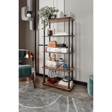 Messer 60 cm Dekoratif Masivo Kitaplık 5 Katlı 30X60 Dikdörtgen Çok Amaçlı Raf Madran Ceviz Modern Mdf 5 K