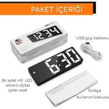 Upway Hd LED Ekranlı Aynalı Tarih Termometre Alarm Hediyelik Dijital Masa Saati