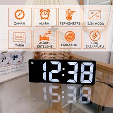 Upway Hd LED Ekranlı Aynalı Tarih Termometre Alarm Hediyelik Dijital Masa Saati