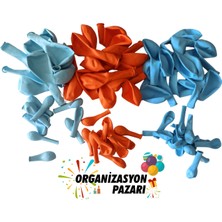 Organizasyon Pazarı Balon Seti Açık Mavi-Turuncu-Makaron Mavi 100 Lü Balon Zinciri Seti