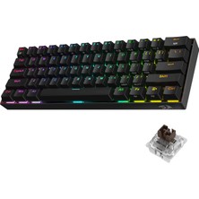 Redragon K530 Pro Draconic Türkçe Q 60% Kompakt Kablosuz - Bluetooth 2.4g Brown Switch Mekanik Siyah Klavye