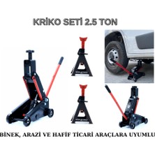 Worldforce Hidrolik Kriko Seti 2.5 Ton Kriko ve 2 Adet Kriko Standı MIN:190MM MAX:500MM