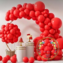 Ata Parti Dünyası ^^ Doğum Günü Konsepti * Pastel Kırmızı *  60 Lı Balon Zinciri Parti Seti