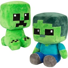 Oein Minecraft Oyunu Şekil Oturan Creeper Zombi Çocuk Peluş Oyuncak Seti (Yurt Dışından)