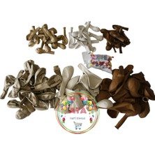 Ata Parti Dünyası ^^ Doğum Günü Konsepti * Retro Beyaz * Krom Gold * Karamel * 60 Lı Balon Zinciri Parti Seti