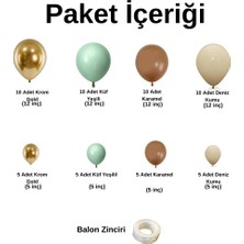 Ata Parti Dünyası ^^ Doğum Günü Konsepti * Küf Yeşili * Krom Gold * Karamel * Deniz Kumu * 60 Lı Balon Zinciri Parti Seti