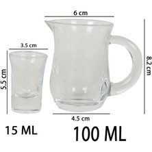 Minyatür Cam 7 Parça 100ML Sürahi 15ML Shot Likör Votka Tekila Bardağı