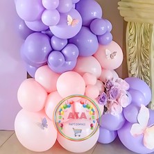 Ata Parti Dünyası ^^ Doğum Günü Konsepti * Lila * Makaron Somon * Makaron Lila * 60 Lı Balon Zinciri Parti Seti