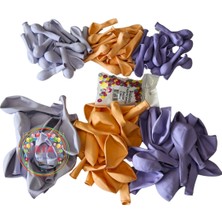 Ata Parti Dünyası ^^ Doğum Günü Konsepti * Lila * Makaron Somon * Makaron Lila * 60 Lı Balon Zinciri Parti Seti