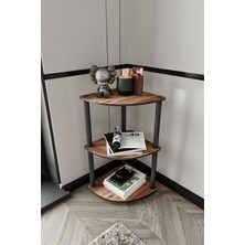 Halımax Mdf Libra Ceviz Kahverengi Köşe Kitaplık Çok Amaçlı 3 Raflı Sehpa Kahverengi Mdf 70 cm 34 cm Countr