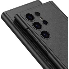 Farma Teknoloji Galaxy S24 Ultra Kılıf Kamera Korumalı Suni Deri Tasarım Zore Droga Standlı Kartlıklı Kapaklı Kılıf-