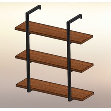 AcaHome Kahverengi Modüler Metal ve Ahşap Duvar Rafı 3 Duvara Monte 72 cm Suntalam 72 cm 20 cm Metal