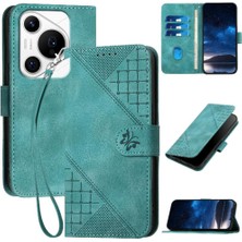 Colorful Shop Huawei Pura 70 Pro Için Flip Case Kabartmalı Kelebek Yüksek Kaliteli Deri (Yurt Dışından)