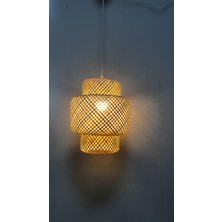 Deniz Işık Evi Bambu Avize 30CM- Iskandinav, Modern, Bohem, Rattan Avize, Aydınlatma