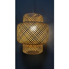Deniz Işık Evi Bambu Avize 30CM- Iskandinav, Modern, Bohem, Rattan Avize, Aydınlatma
