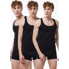 Malabadi Erkek 3 Adet Siyah Ince Askılı Iz Yapmayan Modal Atlet 013 3M013