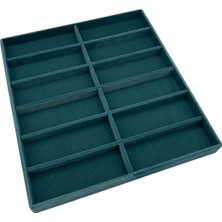 Megass Dekor Yerli Üretim Havana Model Süet Kumaş Yeşil Renk 38 cm / 36 cm Gözlük Sergileme Çekmece Içi Stand