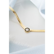 Silvano Jewelry 925 Ayar Gümüş Siyah Mineli Serenay Kolye