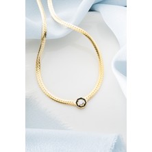 Silvano Jewelry 925 Ayar Gümüş Siyah Mineli Serenay Kolye