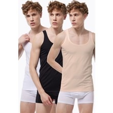 Malabadi Erkek 3 Adet Siyah Beyaz Ten Rengi Ince Askılı Iz Yapmayan Modal Atlet 013 3M013