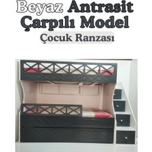 Mürsel Beyaz Antrasit Çarpılı Model Çocuk Ranzası