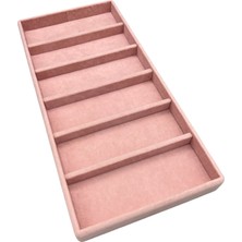 Megass Dekor Yerli Üretim Lefkoşa Model Süet Kumaş Pembe Renk 38 cm / 19 cm Gözlük Sergileme Çekmece Içi Stand