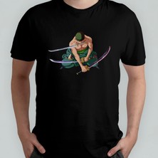 Pixxa Roronoa Zoro One Piece %100 Pamuklu Bisiklet Yaka T-Shirt Model - 2