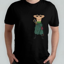 Pixxa Roronoa Zoro One Piece %100 Pamuklu Bisiklet Yaka T-Shirt Model - 3