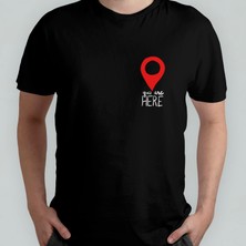 Pixxa You Are Here Konumun Kalbim %100 Pamuklu Bisiklet Yaka T-Shirt Model - 1