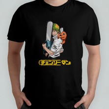 Pixxa Chainsaw Man %100 Pamuklu Bisiklet Yaka T-Shirt Model - 1