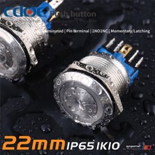 Robo Dünya 22MM Metal Buton Paslanmaz/çelik IP65 Sarı 10V-30V