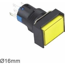 Robo Dünya 16MM Sarı Ledli Yaylı Buton 5p (Dikdörtgen) 10V-30V